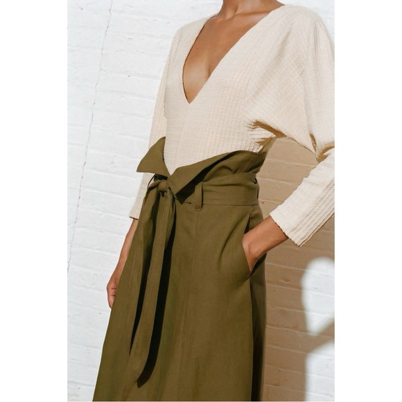 Mara Hoffman Midi Linen-Blend Anna Paper-Bag Skirt - Picture 4 of 8